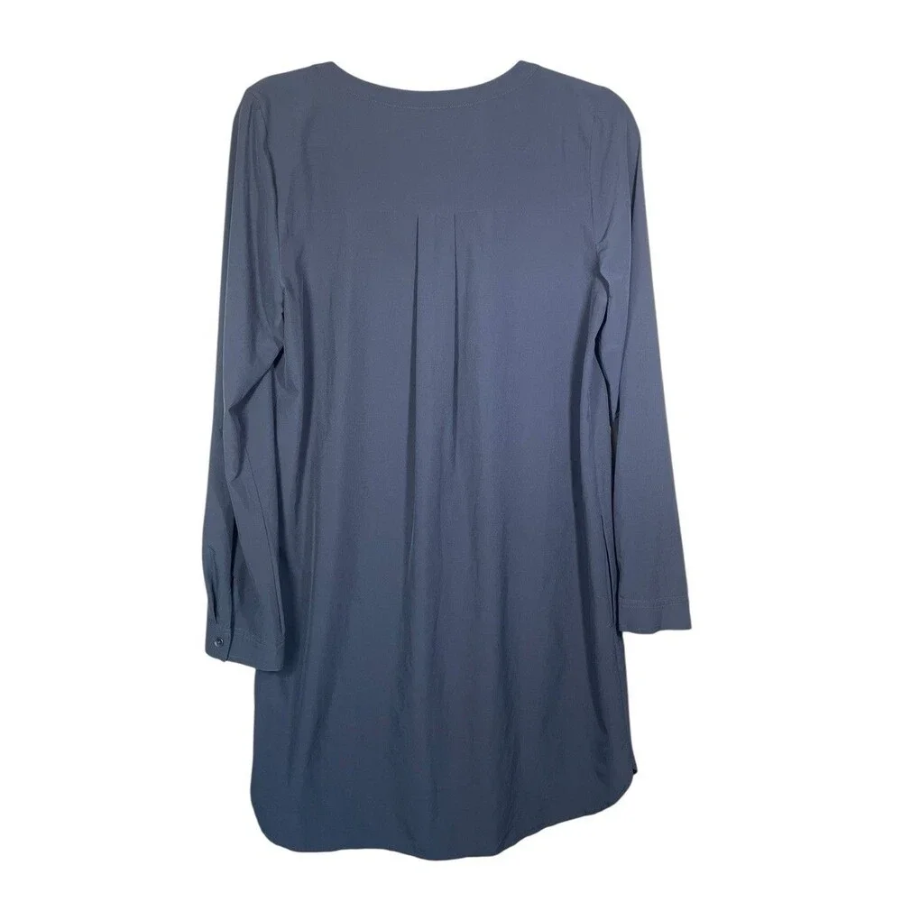 Prana Natassa Dress Women's Sz S Gray Charcoal Roll Tab Sleeve Shift